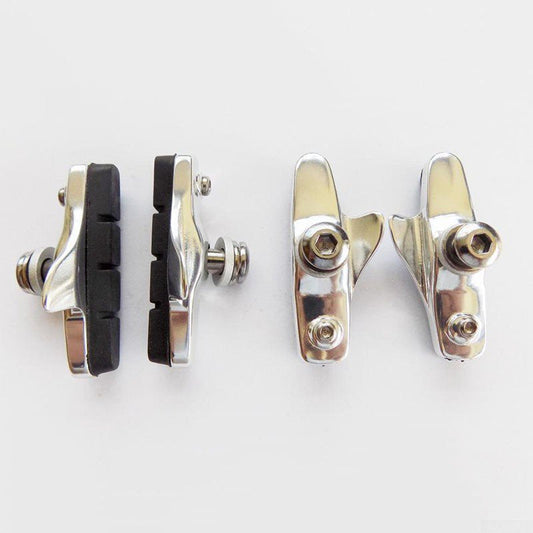 2 Pairs Road Bike Brake Blocks Pads Shoes Bicycle Racing Caliper Metal Durable