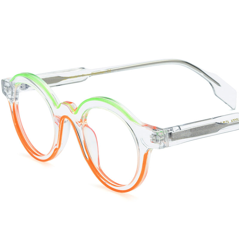 Color Blocking Fashionable Round Plate Eyeglass Frame - Blue Force Sports